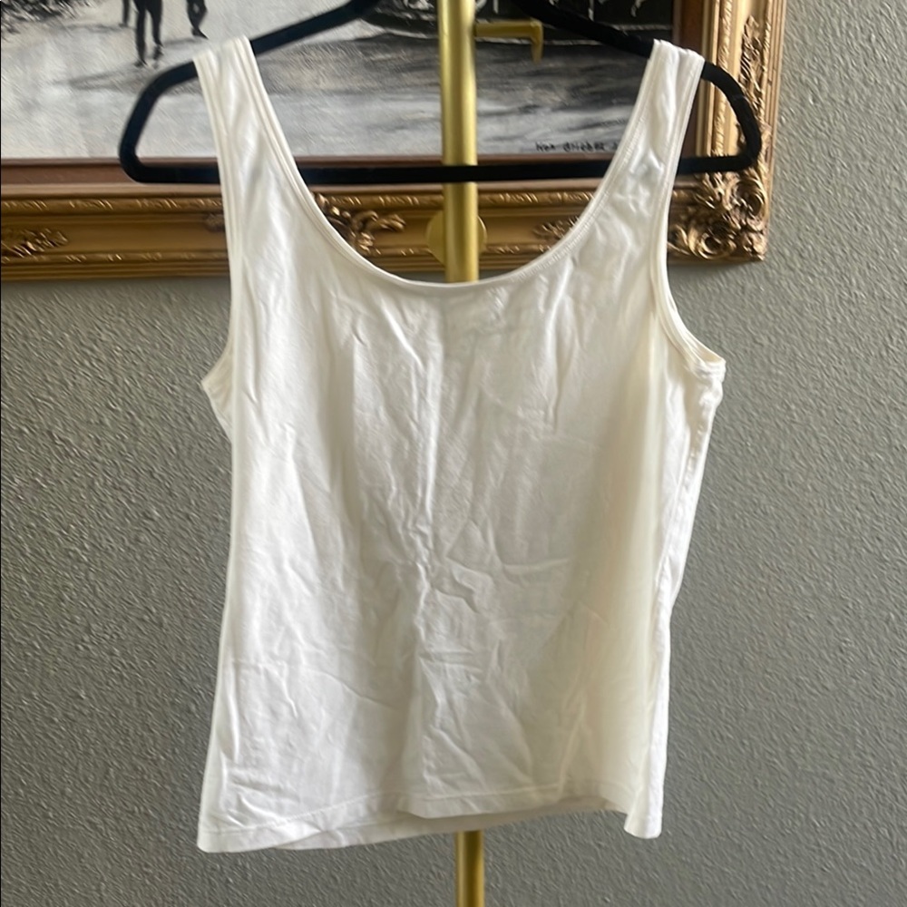 Talbots White Fitted Tank Top with Rounded Neckline - Picture 6 of 6
